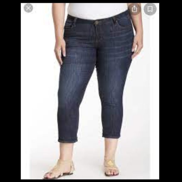 Kut from the Kloth Denim - Kut From the Kloth Womens Blue Bardot Crop Skinny Boyfriend Jeans Size 2…